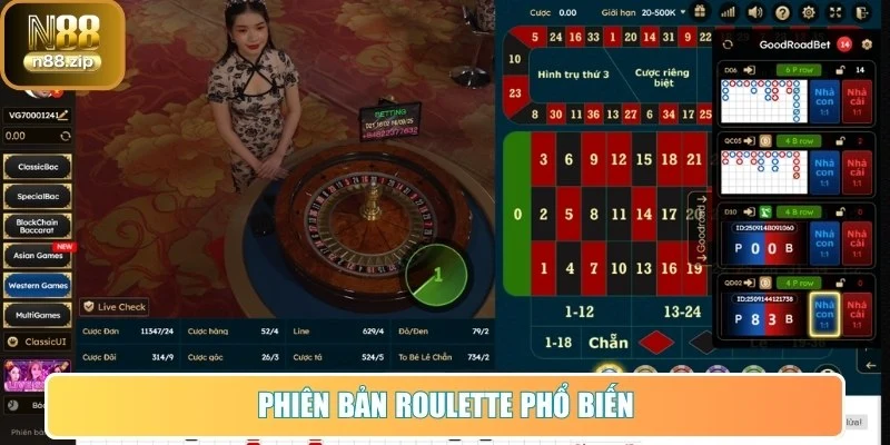 Phiên bản Roulette phổ biến